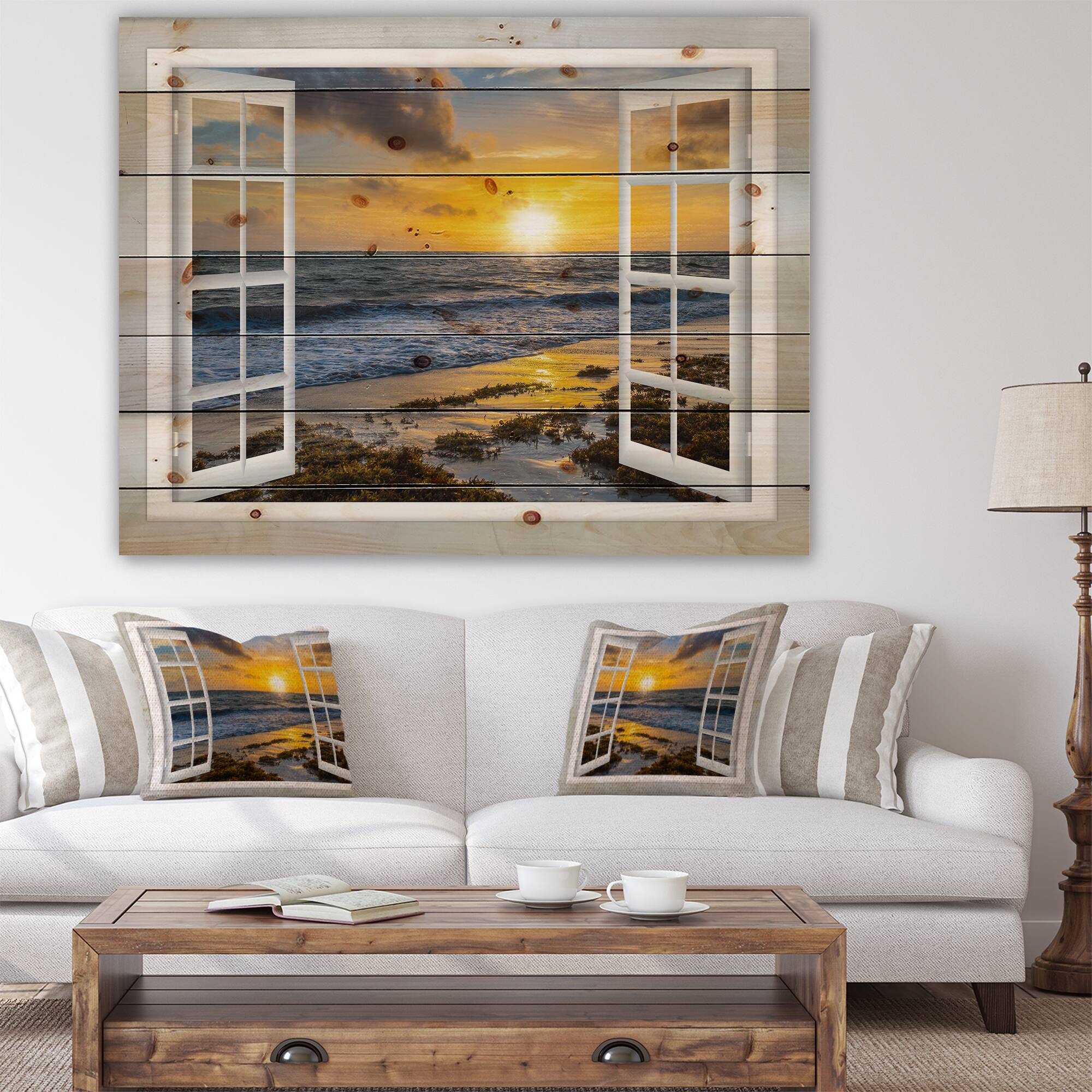 Designart - Open Window to Bright Yellow Sunset